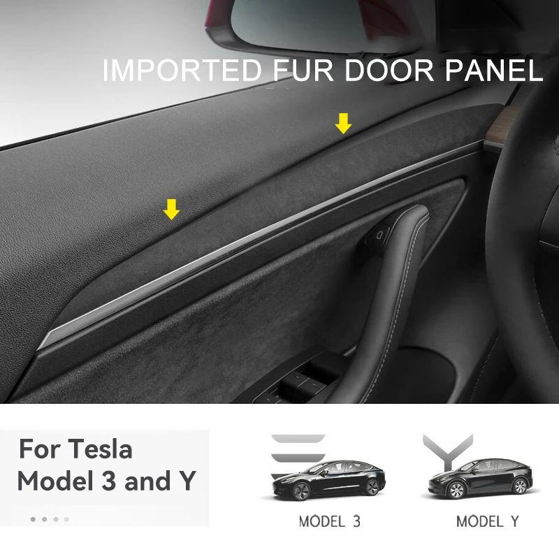 

for Tesla Model 3 Model Y 2017 2018 2019 20202 2021 2022 Car Interior Door Panel Sticker Italian Premium Suede Cover Accessories