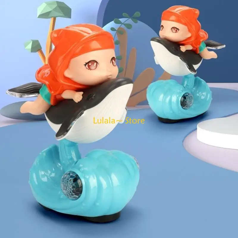 Y4QA Universal Walking Whale Doll Toy Cartoon Swing Whale Doll with Light&Music