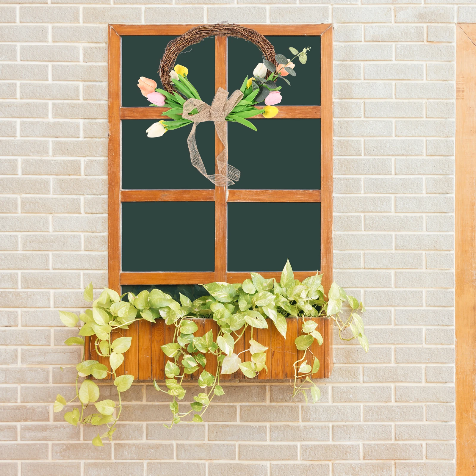 

Decorative Fake Wreath for Front Door Easter Rustic Style Hanging Flower Garland Home Shop Decor Flower Wreath