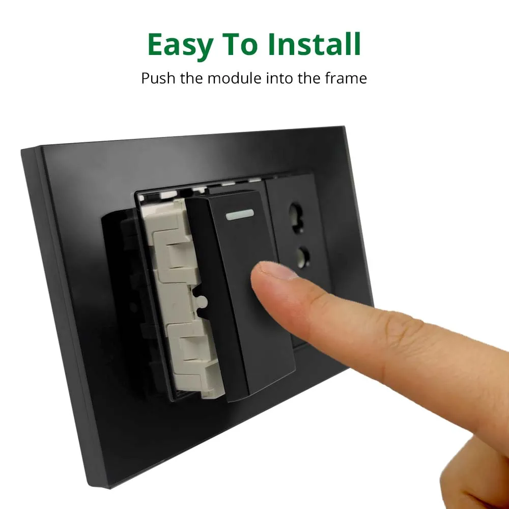 DIY Frame Only Wallpad Glass Aluminum Stainless Steel Panel 1 2 Gang Intermediate Reset Switch Brazil Socket 118*75mm