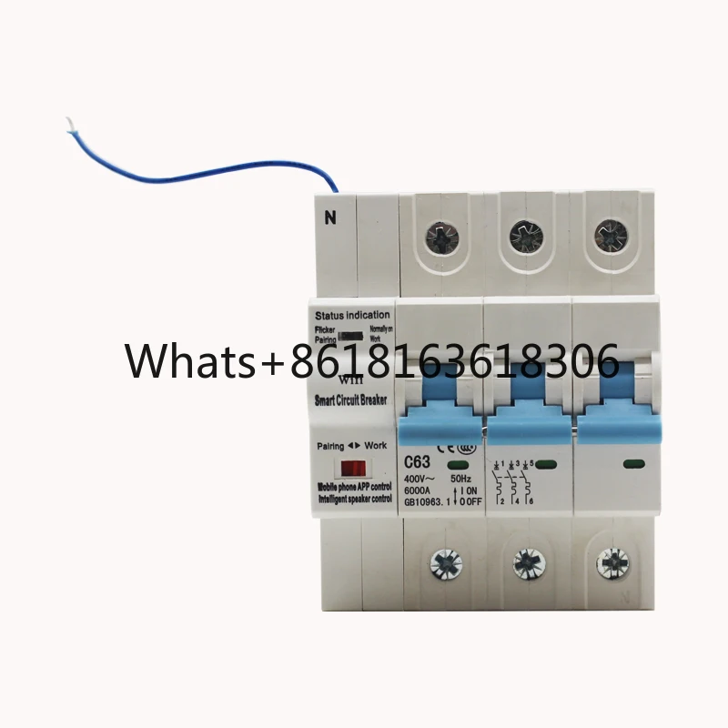 Smart MCB Wifi Circuit Breaker Plastic Silver Copper 1P 2P 3P 4P  WIFI 19mm Handle switch Circuit Breaker