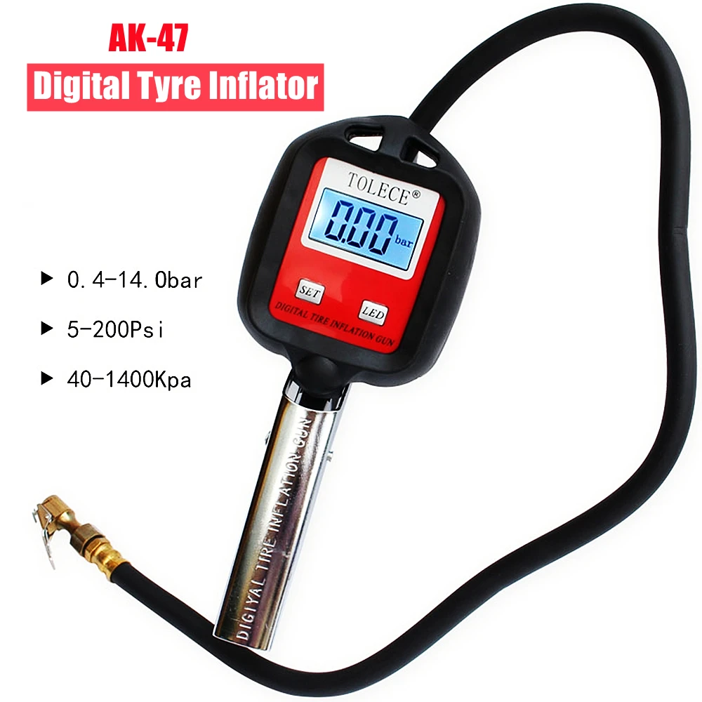 AK-47 Digital Tire Inflator Tyre Air Pressure Monitor High Precision Tire Pressure Gauge Tyre Pressure Tester With Deflation