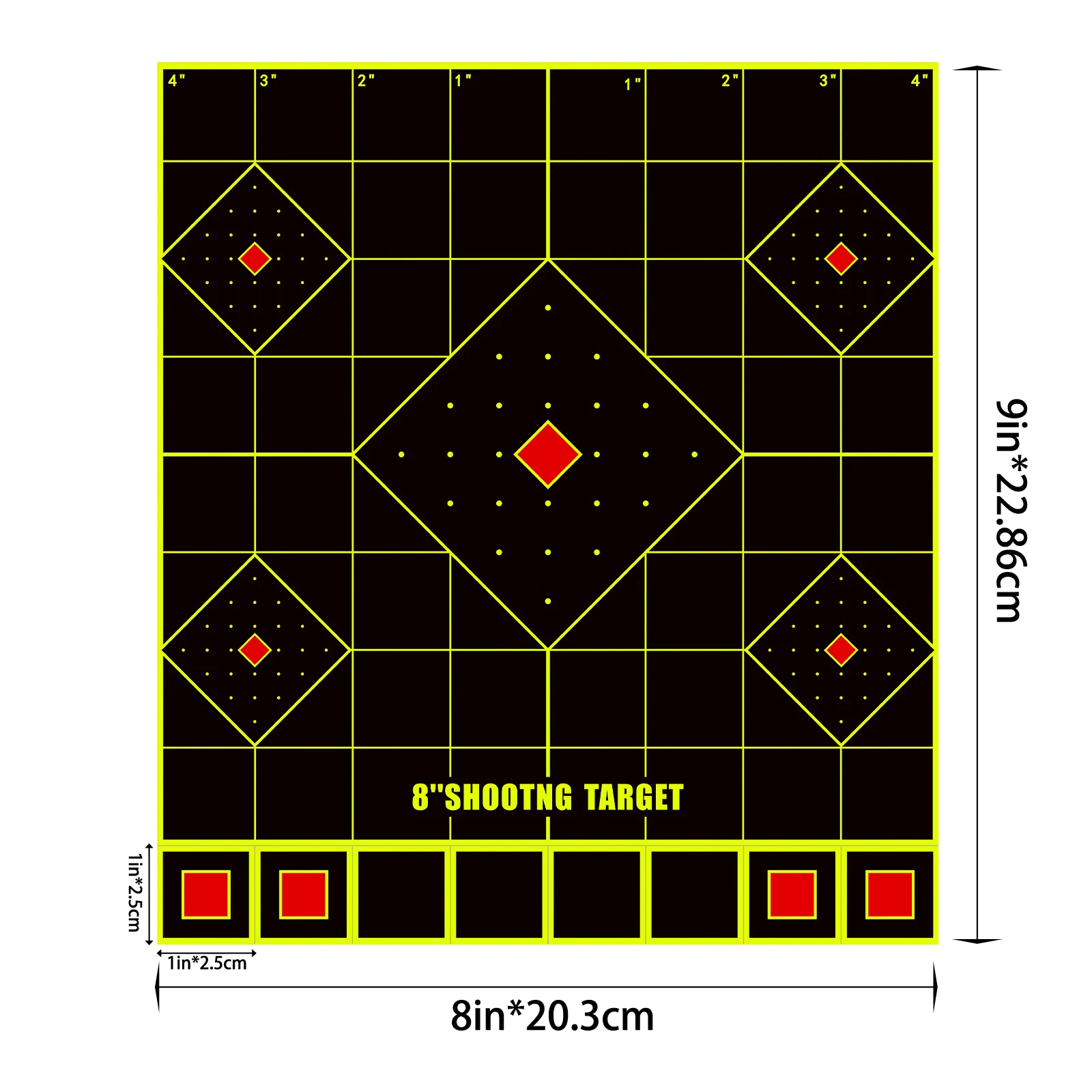 10 قطعة 8 بوصة * 9 بوصة "أرقام مربعة" ورق هدف ذاتي اللصق مع مركز أحمر مربع لممارسة الرماية ملصقات مستلزمات التدريب على الرماية ملصقات ألوان الفلورسنت (يمكن استخدامها لممارسة المسدس الحقيقيقي)