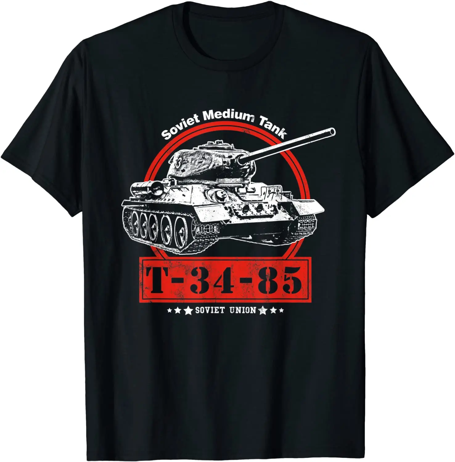 T-34-85 Soviet Tank of the Second World War Men T-Shirt Short Casual 100% Cotton Shirts