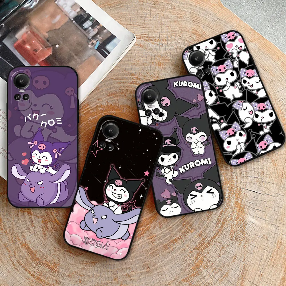 Cartoon Kuromi Phone Case For OPPO Reno 11 11F 10 10Xzoom 8 8T 8T4H 8Z 7 7Z 6 6Z 5 4 Pro Plus 4G 5G Soft Silicone Cover Cqoues