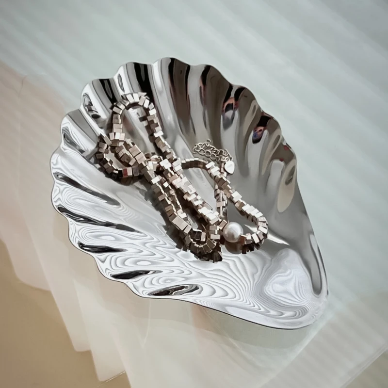 

Retro 304 Stainless Steel Plate Shell Shaped Dish Metal Cheese Dessert Dish Plate Jewelry Storage Metal Tray Soap Box