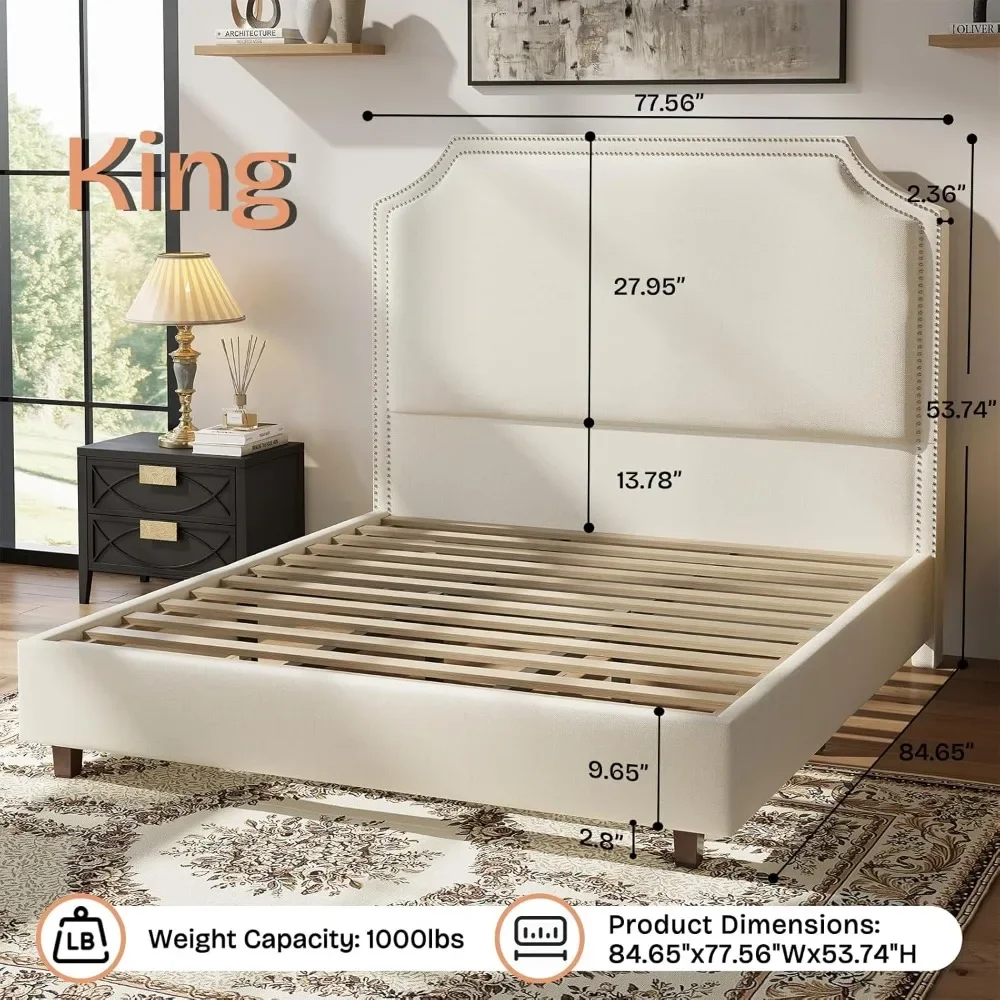 Cadre lit king-size avec planche sauna de 54 