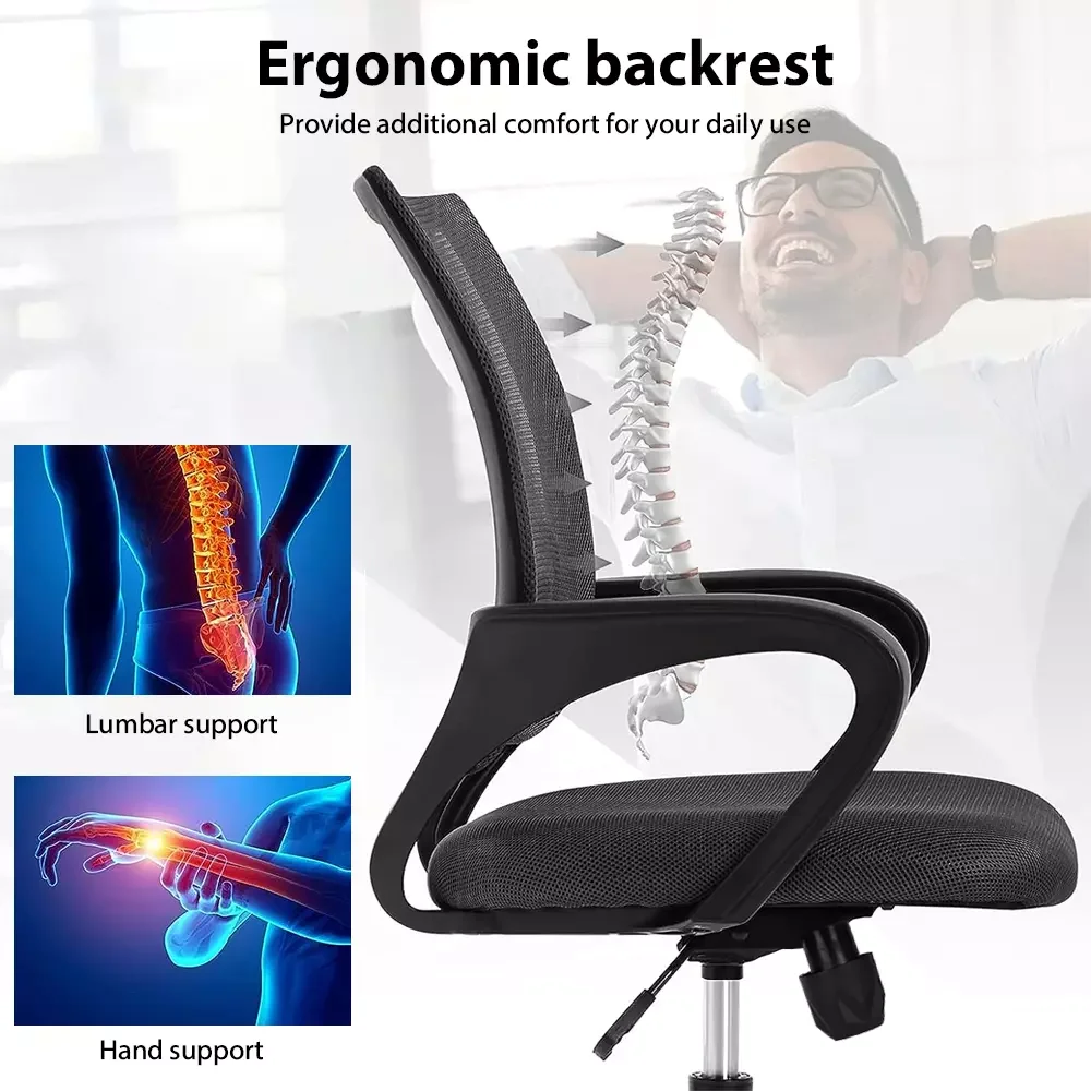 [EU Stock] Office Chair Adjustable Desk Swivel Chairs Computer Chair Lumbar Support Ergonomic Office Chair Home Office Chair