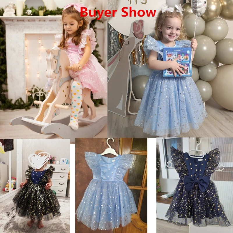 Toddler Baby Dress for Girls Sequin Tutu Birthday Clothes Flower Elegant Kids Princess Wedding Party Dress Girl Vestidos 1-5Yrs