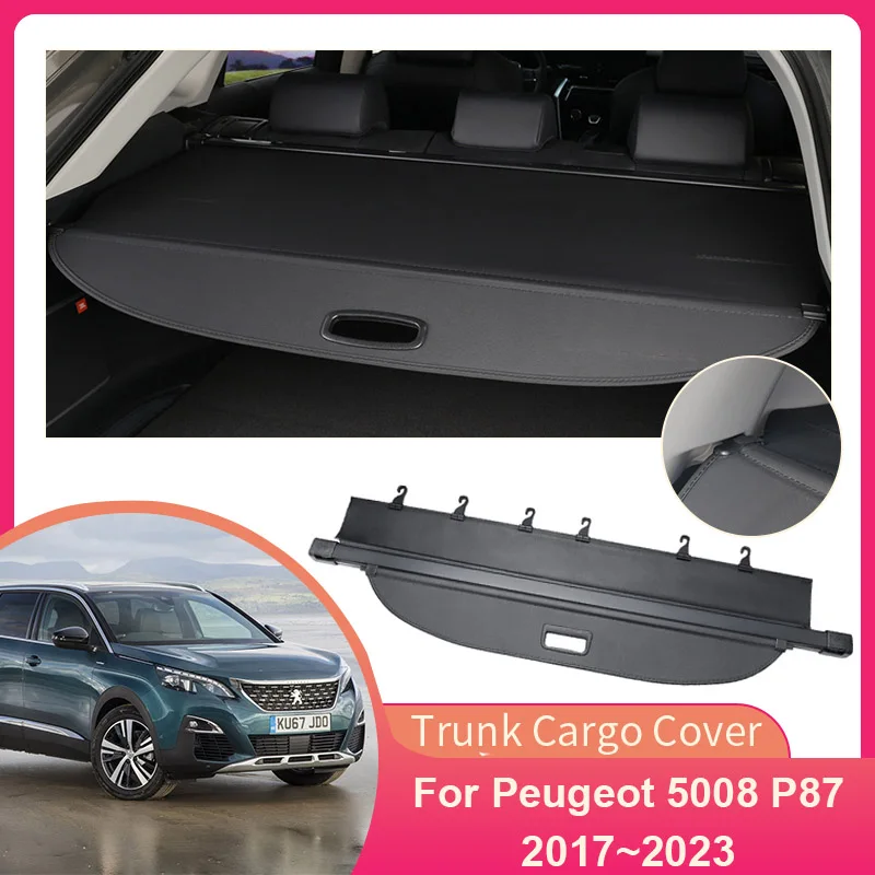 Rear Trunk Cargo Cover for Peugeot 5008 P87 2017~2023 Privacy Shield Shade Curtain Partition Board Security Interior Accessories