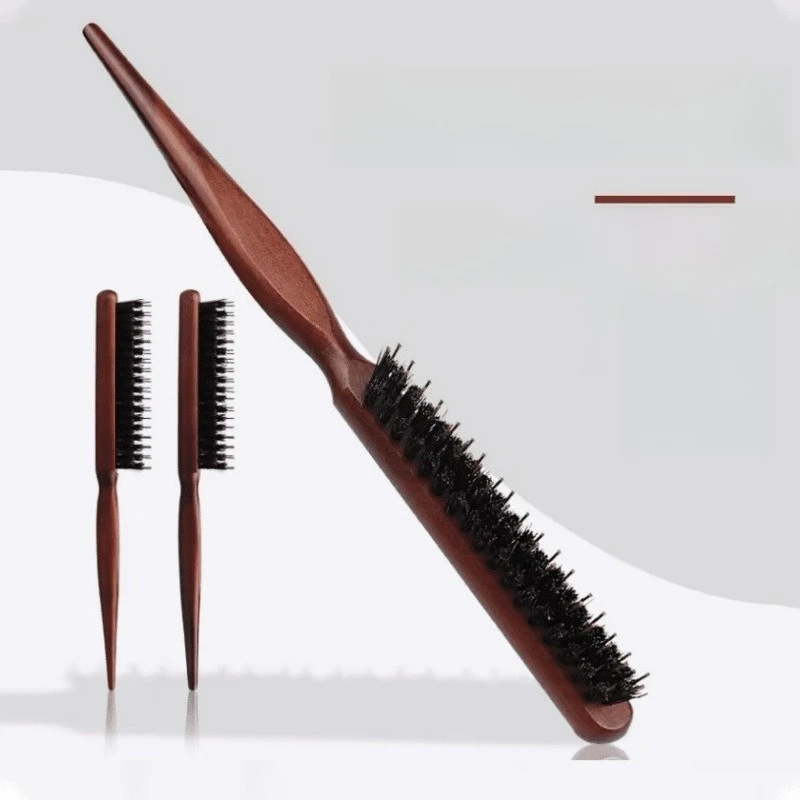 Schmalzahniger Haarkamm mit Schweineborsten, dreireihiger, flauschiger Stil, langstieliges Make-up, spitzer Schwanz, Hochsteckfrisur und lockiger Haarkamm
