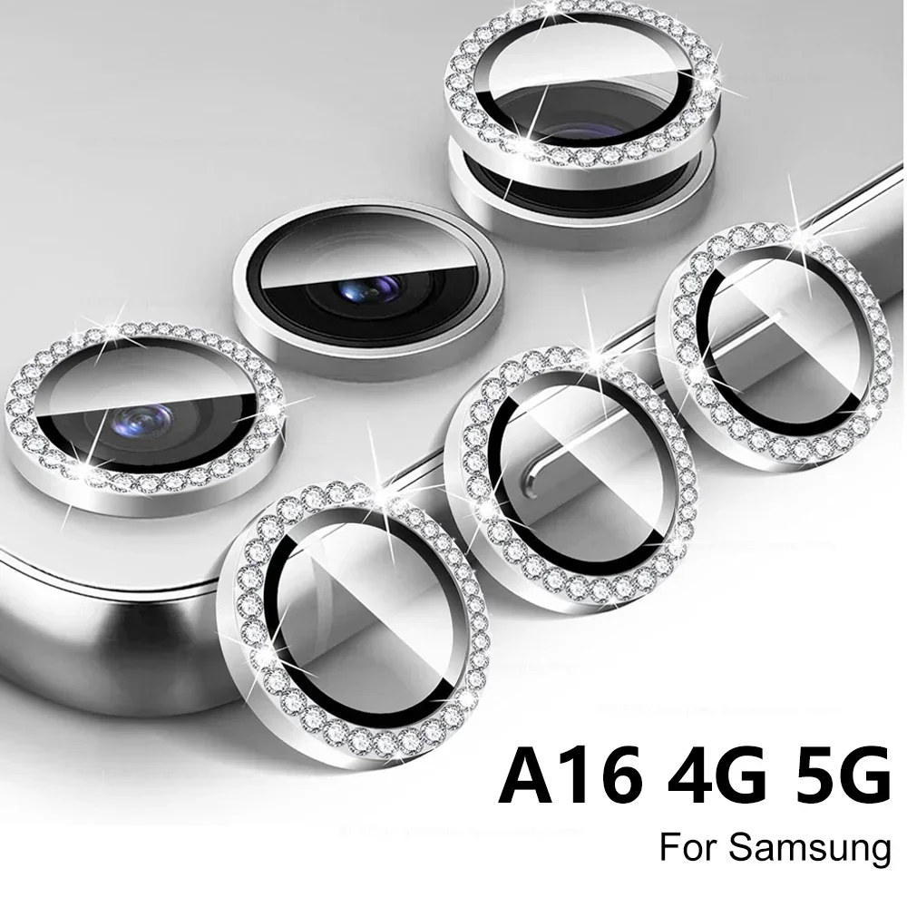 3-5PCS 9HD Diamond Camera Lens Protector for Samsung Galaxy A55 A15 A16 S24 S25 Tempered Glass Back Lens Alloy Metal Ring Cover
