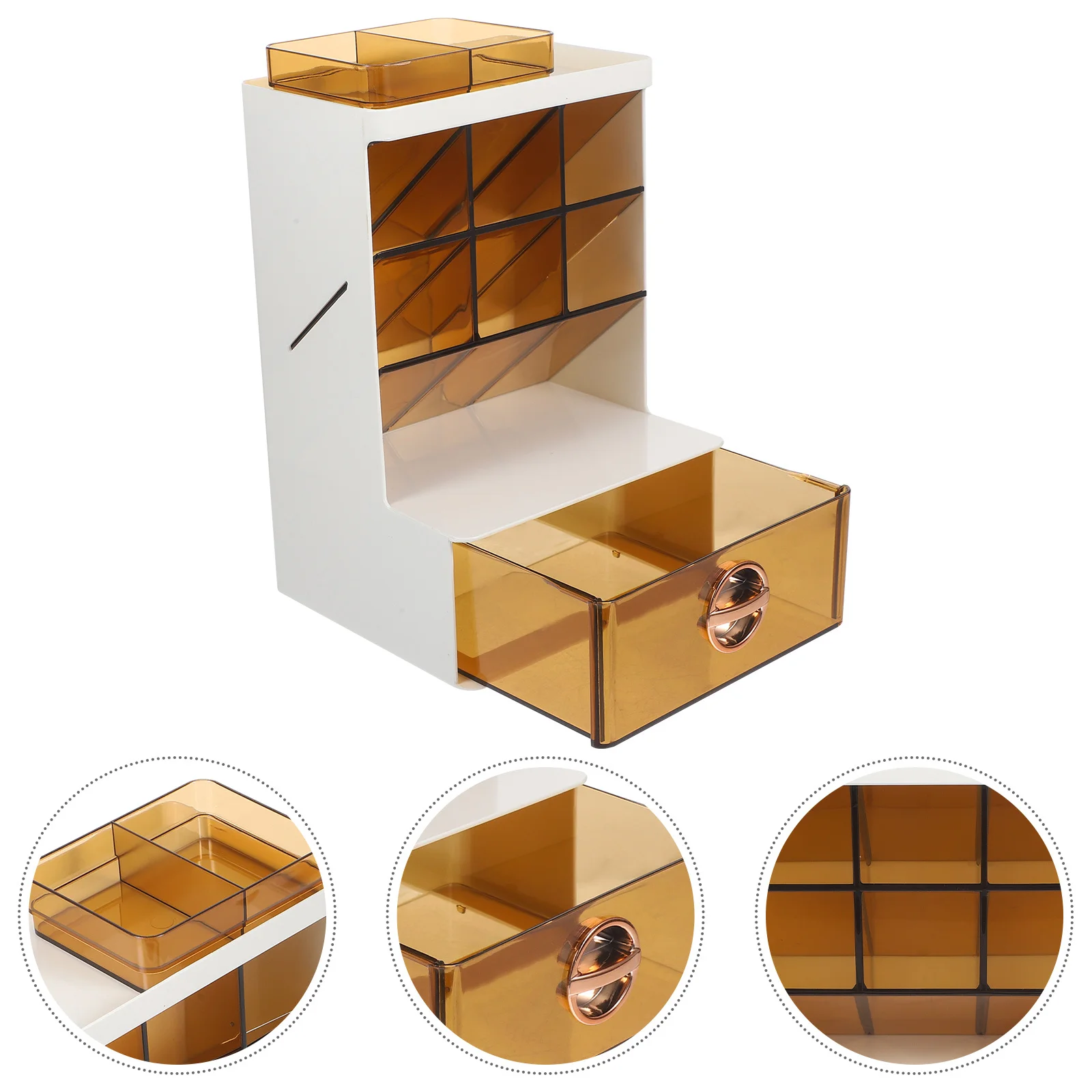 

Multi-Grid Plastic Desk Organizer Pen Holder Storage Box Compact Stationery Organizer for Office Desktop Office Pen Holder