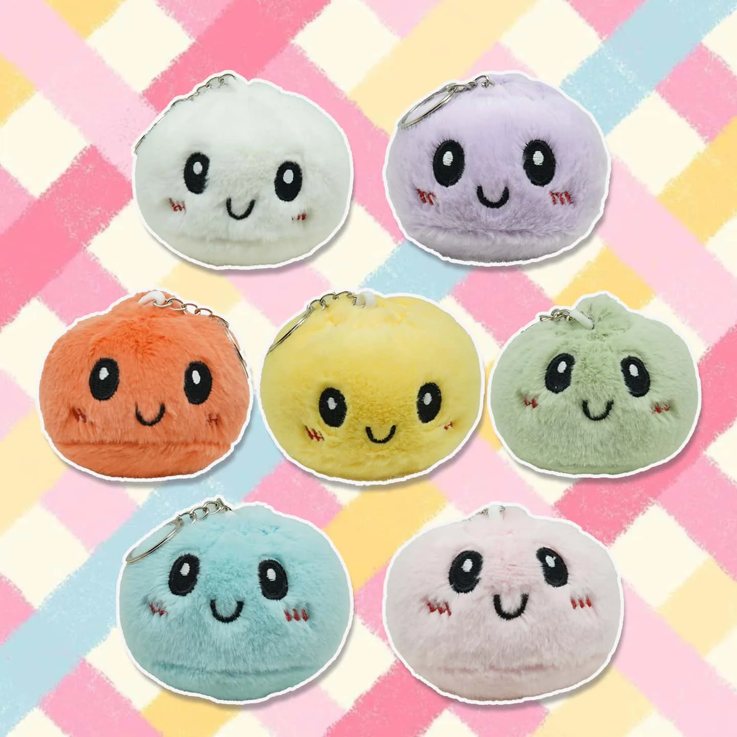 New Cute Steamed Bun Pendant Doll 7-Color Bun Shaped Keychain Colourful Bag Pendant Versatile Simple Daily Birthday Gift