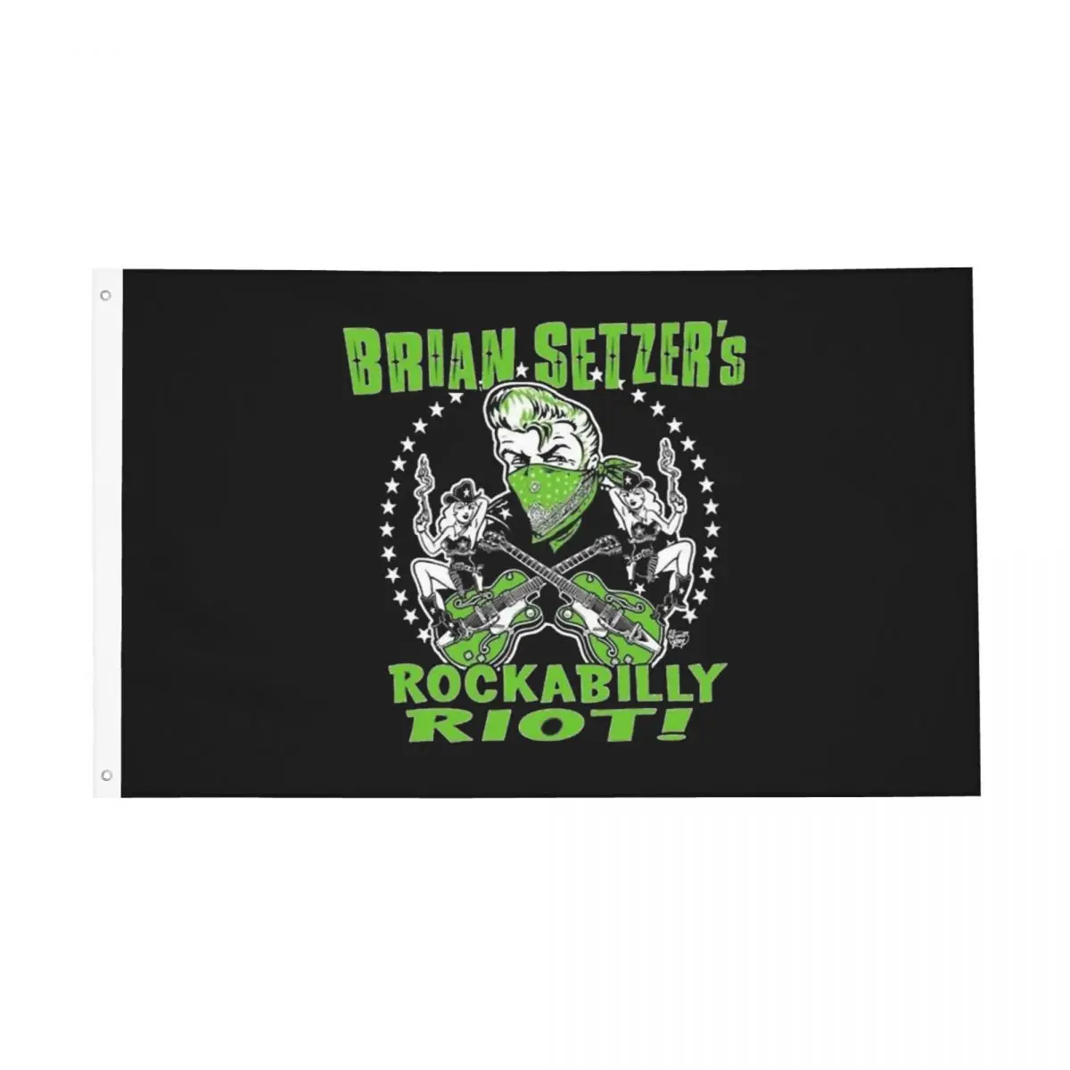 Rock Brian Setzer Stray Cats American Band Flag Double Sided Outdoor Banner Stray Cats Polyester Hanging Decoration