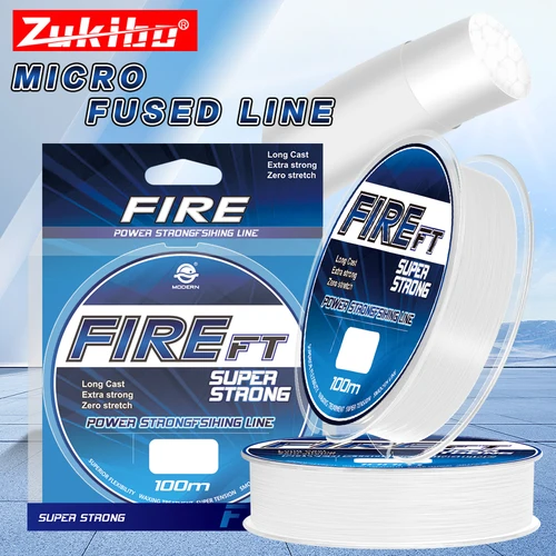 ZUKIBO FIRE FT Línea trenzada microfundida de un solo hilo 100M/200M/300M/500M Línea de hielo suave, delgada, de alta resistencia y resistente a la abrasión