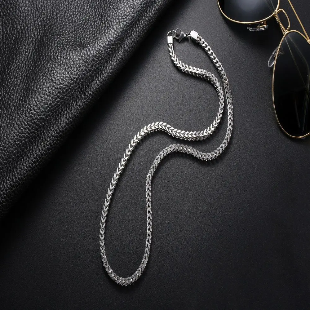 المجوهرات بالجملة - 45/50/60/70 سم × 3/5 مم التيتانيوم الصلب الأبيض ساحة موجة القلائد للرجال مجوهرات الأزياء لا تتلاشى