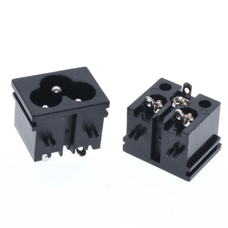 AC power connector socket plum C6  shape three hole 3 core welding mouldings