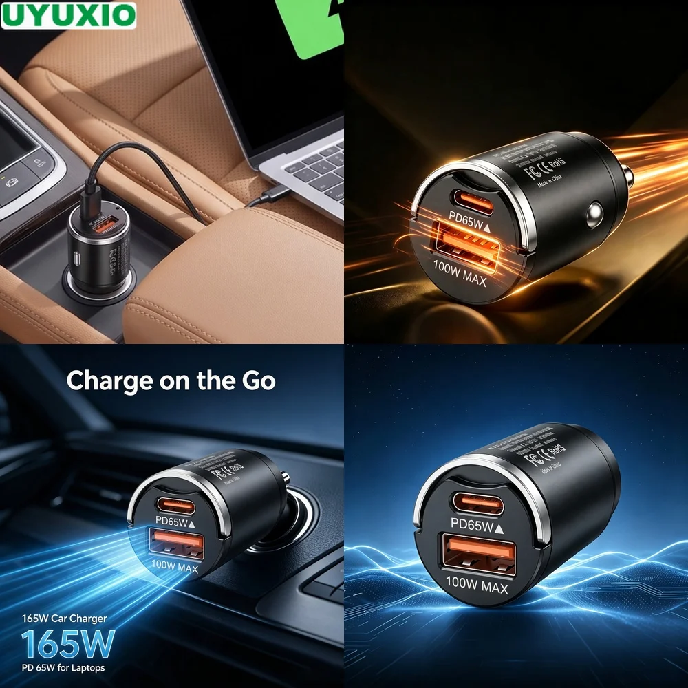 carregador-de-carro-de-alta-potencia-165w-com-pd-65w-usb-c-e-100w-usb-a-corpo-compacto-em-liga-de-zinco-para-viagens-e-uso-diario