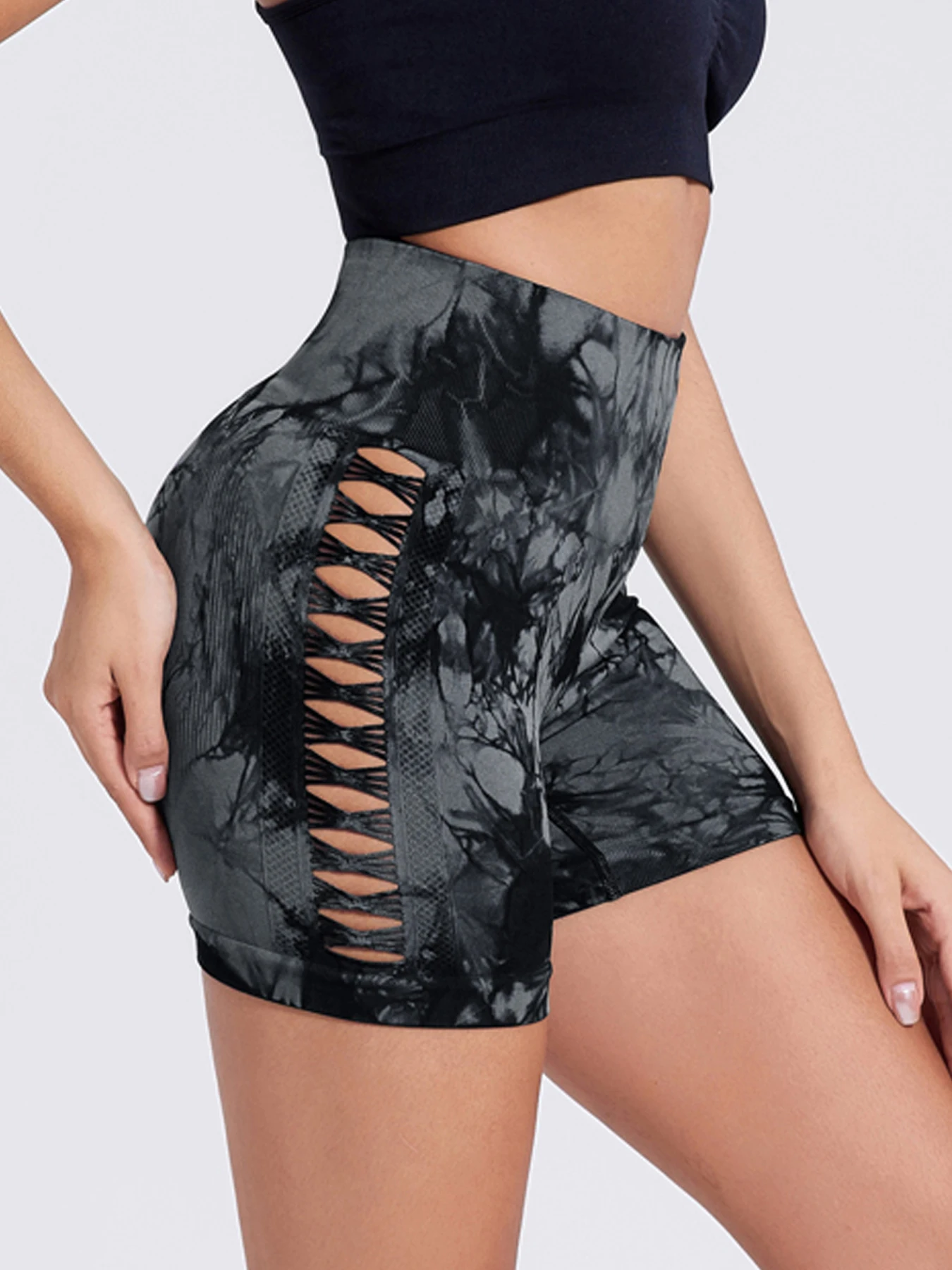 NORMOV Yoga Shorts Seamless Tie Dye Push Up Women High Waist Summer Fitness Shorts Workout Running Cycling Sports Gym Shorts