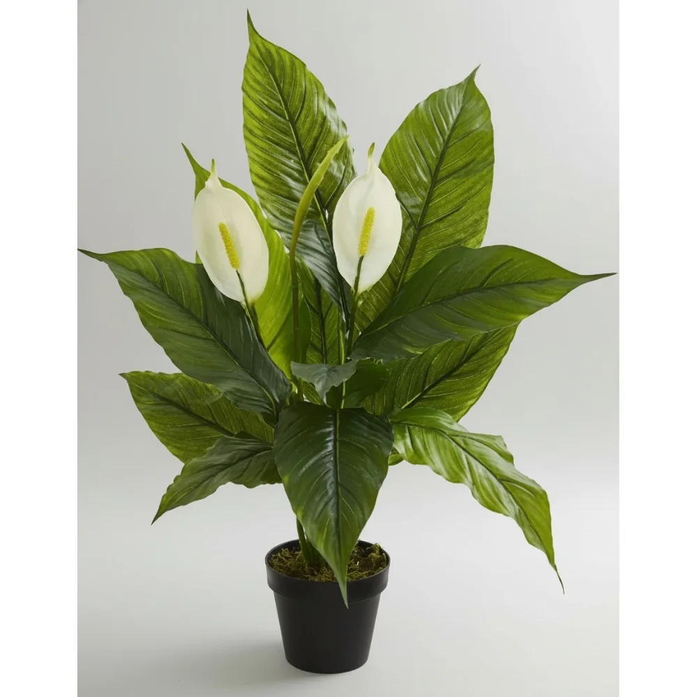 

26" Real Touch Artificial Silk Peace Lily Plant - Lifelike Home Decor for Living Room & Bedroom