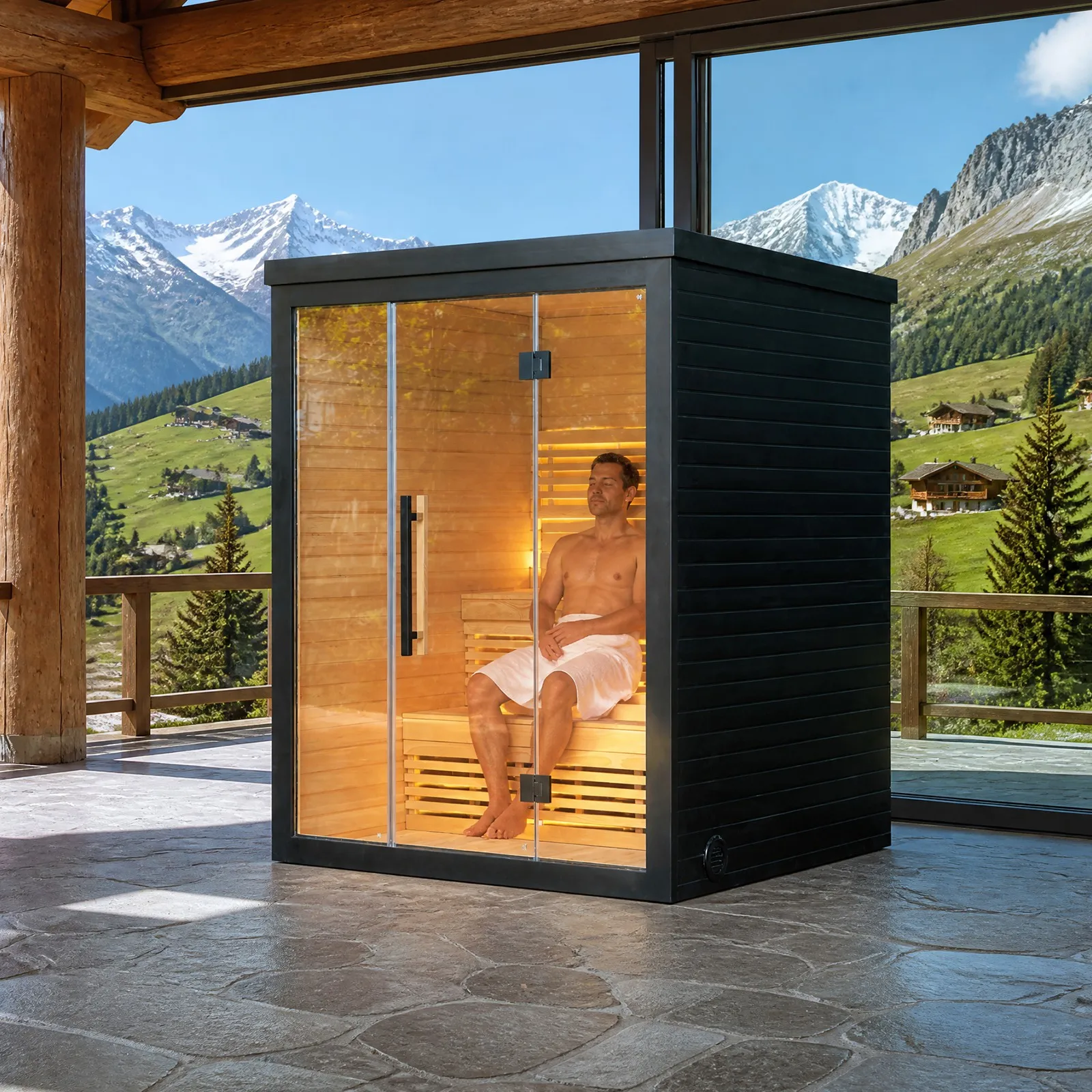 Spa And Wellness Center - ซาวน่าฟินแลนด์สำหรับ 1-2 ท่าน แบบใช้ในร่ม พร้อมเตาไฟฟ้าและหินฟินแลนด์ สำหรับศูนย์สุขภาพ