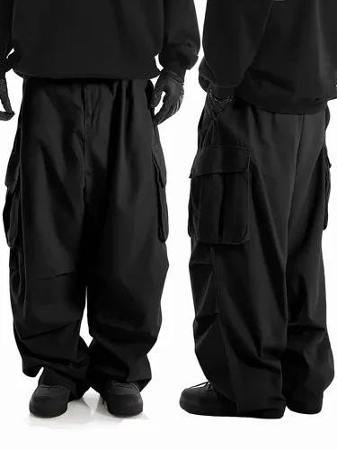 Pantalones de trabajo sueltos con múltiples bolsillos grandes para hombre y pantalones casuales, diseño de vestir a la moda