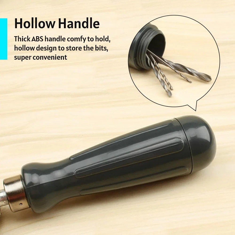 Hand Drill Bits Set 7 in 1 Manual Tool Pin Vises with 5 Pcs Twist Drill Bits Chuck Key Hollow Storage Box 0.6-6mm Precision Clam