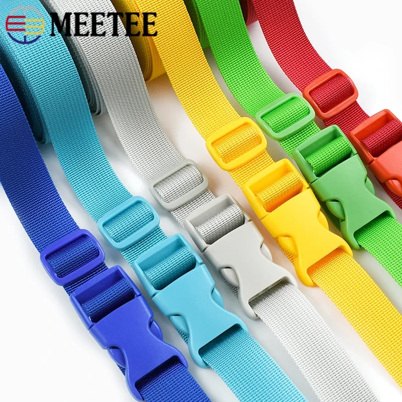 10/20Sets 20/25mm Nylon Webbing Ribbon Plastic Release Buckle Tri-Glide Ring for Backpack Connector Buckles DIY Bag Accessorie