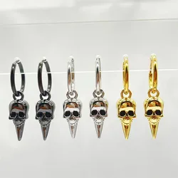 1 pair of retro exaggerated Halloween skull earrings, Goth punk party earrings pointed stainless steel fashion copper gift