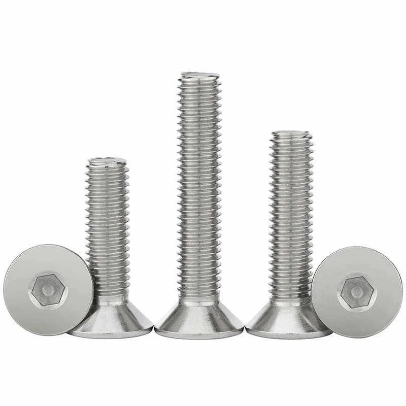 10PCS 304 Stainless Steel Countersunk Allen Head Screws, M3/M4/M5 Hex Socket Bolts for Fastening & Repair