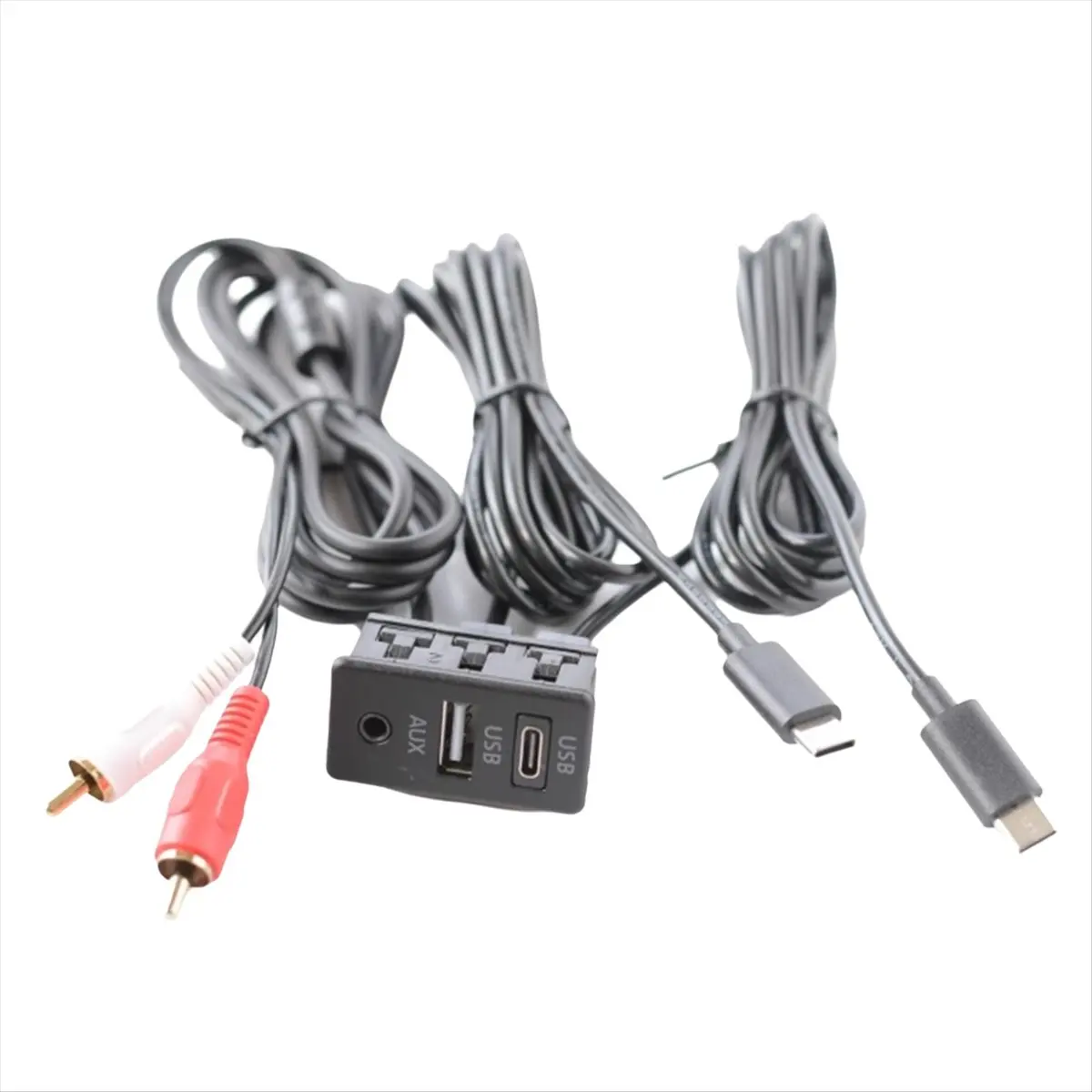 T37C Car Android Navigation Machine AUX Panel TYPE-C+RCA Input Double USB+AUX Interface Panel Extension Cable Adapter Panel