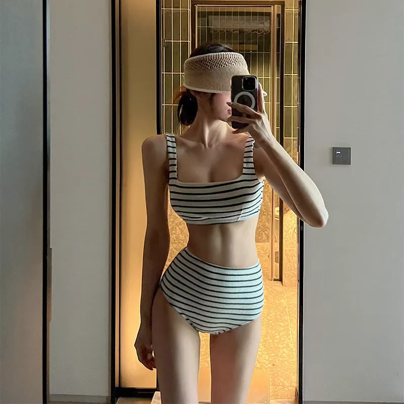 

High Waist Bikini Women's Two Piece Sexy Retro Beach Vaion Suit Korean Sle 2024 New Model Pure Desire Trendy Girl