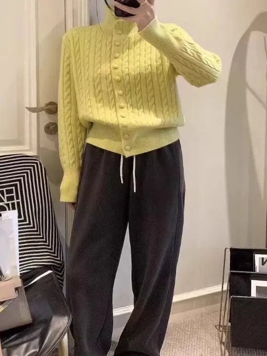 أوائل الخريف الكورية Sle محبوك سترة مفتوحة المرأة الخريف الشتاء تنوعا التخسيس سترة صغيرة الحجم Jaet