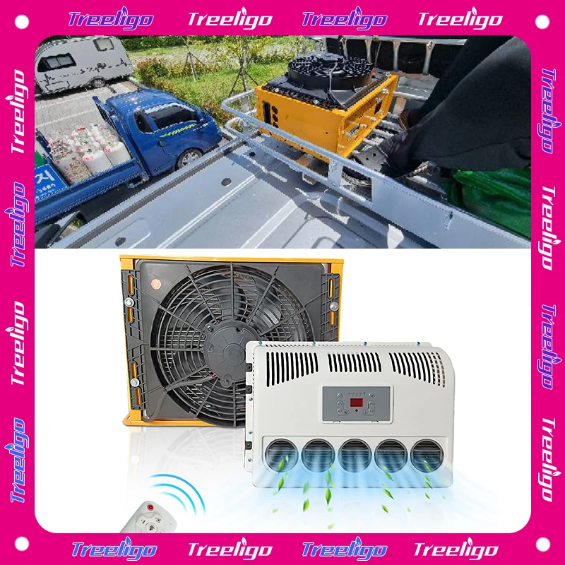 Aire acondicionado eléctrico para camión, sistema dividido de refrigeración para RV, Camper, Van, tractores, estacionamiento de coches, refrigeración portátil, 9000BTU, 24V