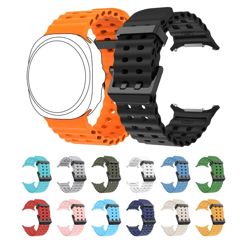 2pcs，Silicone Watch Bands for Samsung Galaxy Watch Ultra 47mm, Square Hole Design, Multi-Color, Perfect Compatibility, Smartwatc