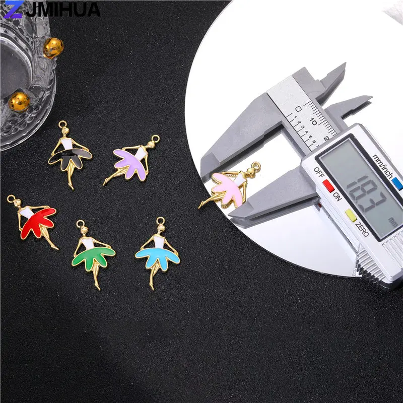 15pcs Enamel Charms Ballet Dancers Pendants Charms For Jewelry Findings Accessories DIY Handmade Making Necklaces Dancer Gifts