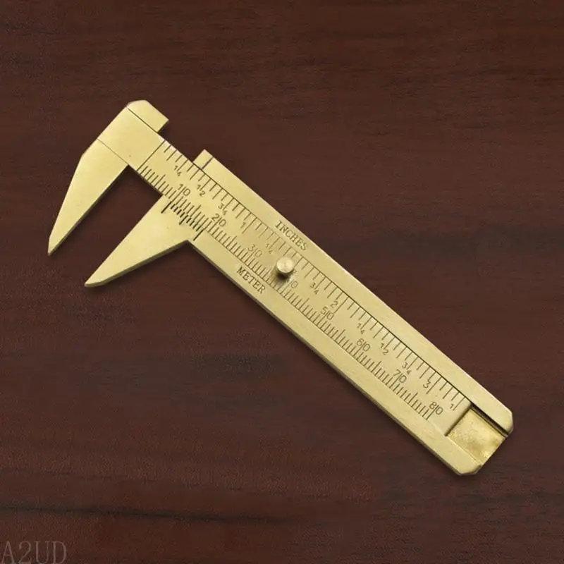 

AP29 Vernier Caliper Copper Alloy Mini Brass Sliding Pocket Caliper Metal Double Scale for Measuring Gemstones & Jewelry