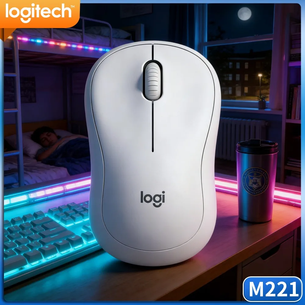 Logitech M221 Silent Wireless Mouse,Anti‑Drop Compact Design,2.4G 10M Range,Long Battery,For Laptop Desktop Win Mac OS