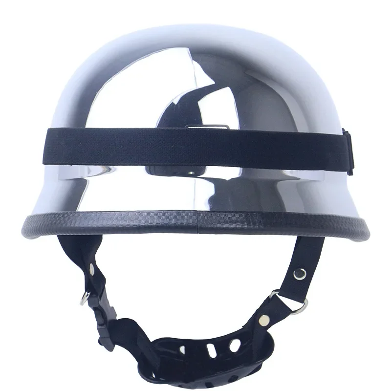 DOT Chrome Silver Mirror Color Motorcycle Helmet German Motorcycle Half Helmet Chopper Biker Pilot Helmet with Free Goggle