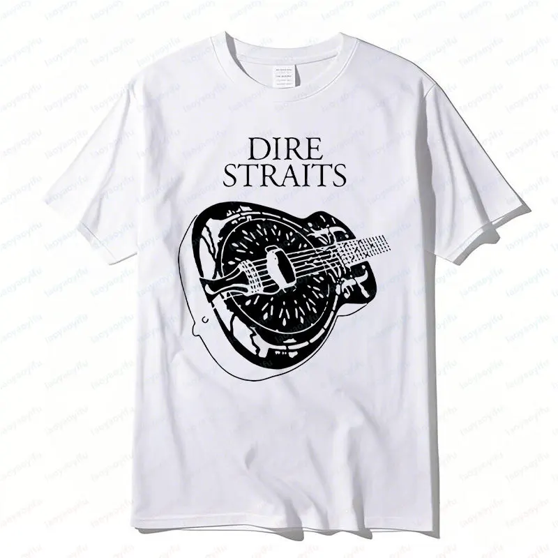 Men T Shirt Rock Dire Straits Band Guitar cotton Tees Harajuku Hip-hop Streetwear Creative Graphic Tshirts Summer Oversized Tee