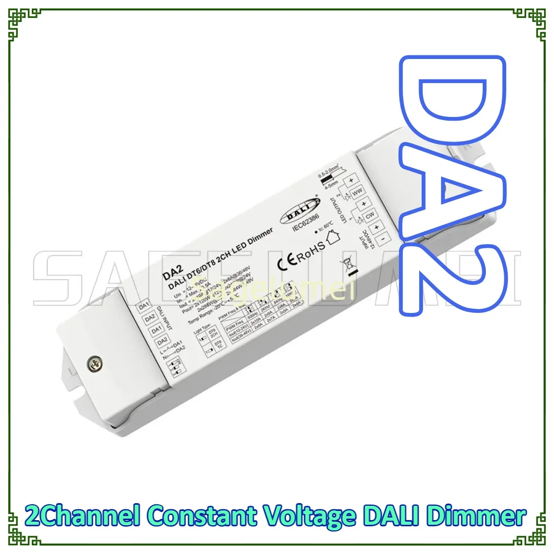 DA2(DT6/DT8) New Skydance 2Channel Constant Voltage DALI Dimmer DT6 Dimming or DT8 Color Temperature 10A/CH for LED Strip Light