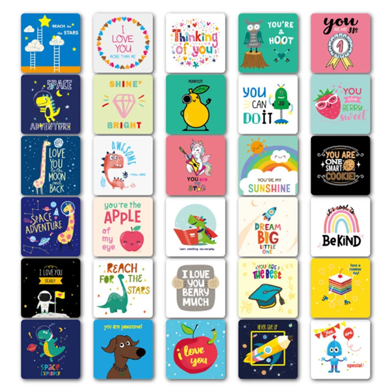 60 pezzi Lunch Box Notes for Kids Cute Lunchbox Notes per kindergargners