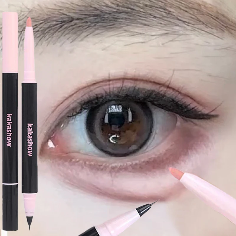 2 in 1 マットブライトニングライイングシルクワームアイライナーペン スムーズで落ちにくい ティーブラウン ピンク 下まつげ アイシャドウペンシル コスメ