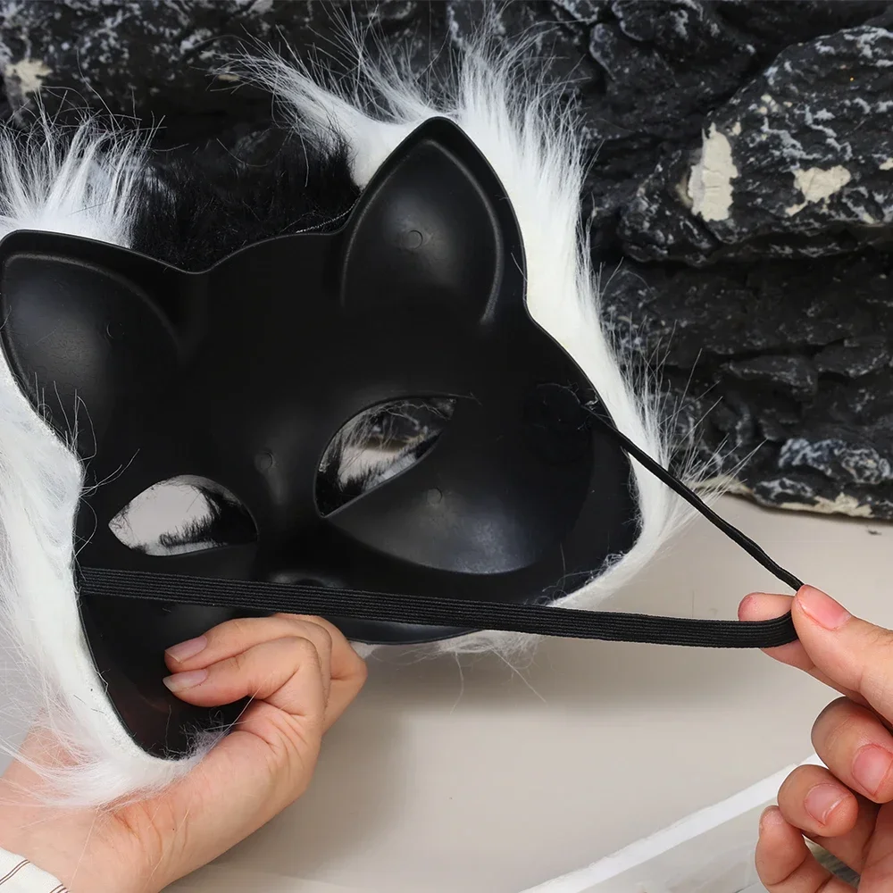 Halloween Cosplay Karneval Party Fuchs Form Gesichtsmaske Kunstpelz Pelztier Katze Haarmaske Maskerade Kopfbedeckung Nachahmung Spielzeug – Detail 15
