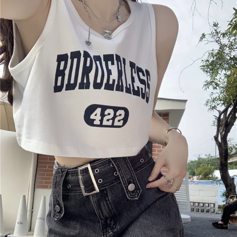 

Women Summer Outdoor Wear Slim Fit High Waist Short Sports T-shirt Base Shirt Retro Small Strapless Vest