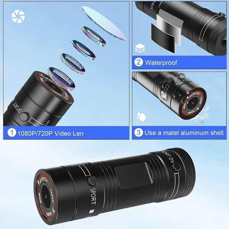 FHD 1080P Mini Camera Sport DV Action Sports Camera Flashlight Helmet Video Ideal For Bike Cycle Motorcycle Waterproof Camcorder view 6