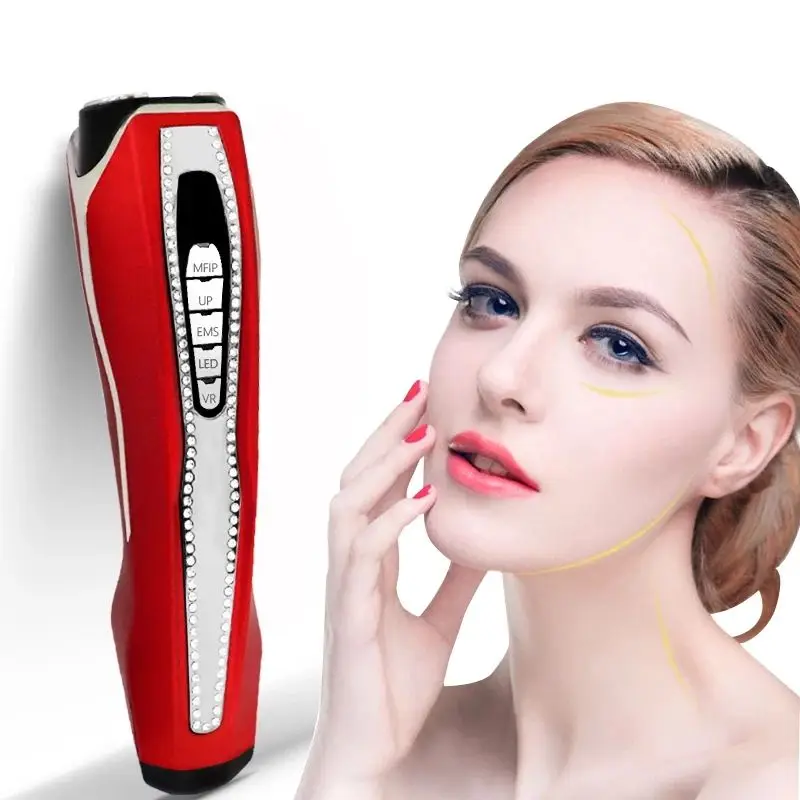 USB Rechargeable LED Light Pulse EMS Machine for Facial Skin Rejuvenation & Neck Firming Home Use