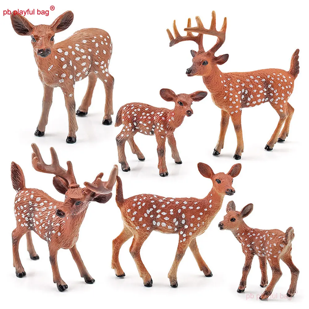 Puzzle Simulation Forest Animals Red White Tailed Deer Meihua Deer Elk Model Static Ornament Children's Toys Gift HG351