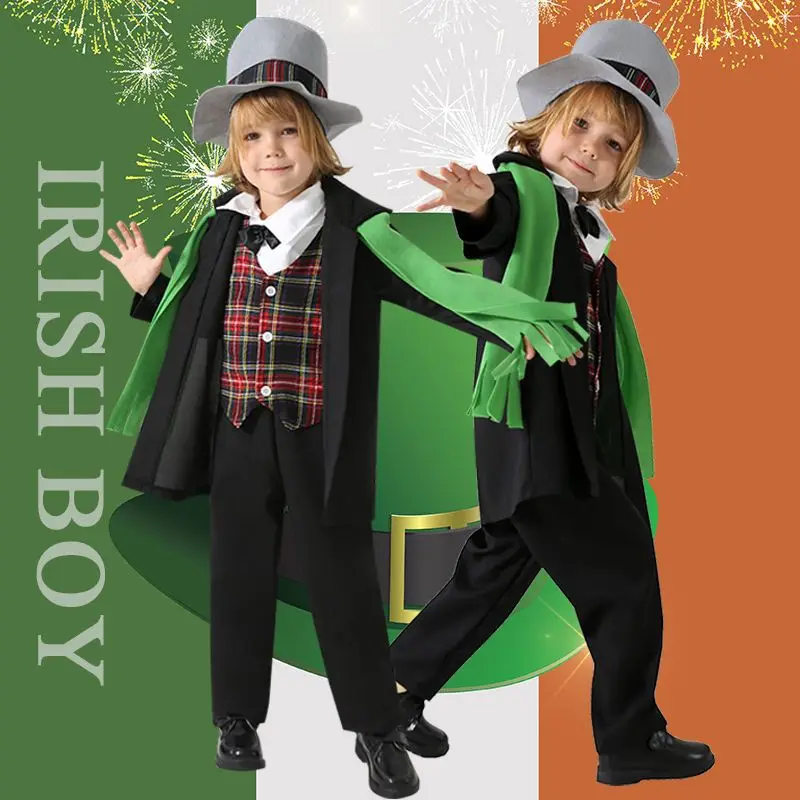 

St. Patrick's Day Irish National Costume Boys' Role-Playing Cosplay Party Carnival Performance Costume
